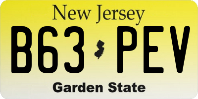 NJ license plate B63PEV
