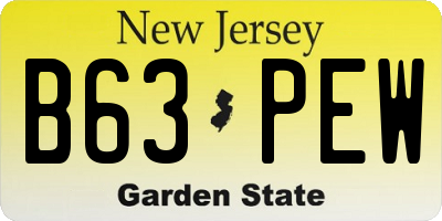NJ license plate B63PEW