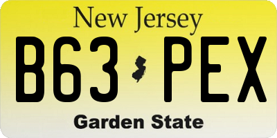 NJ license plate B63PEX