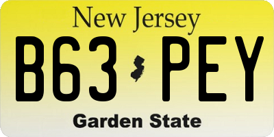 NJ license plate B63PEY