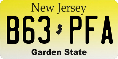 NJ license plate B63PFA