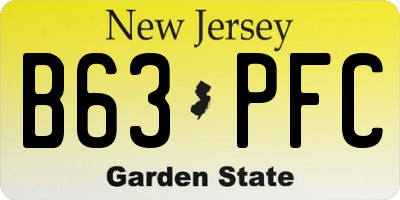 NJ license plate B63PFC