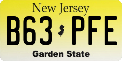 NJ license plate B63PFE