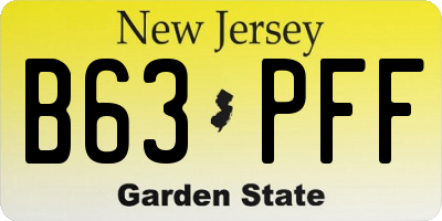 NJ license plate B63PFF