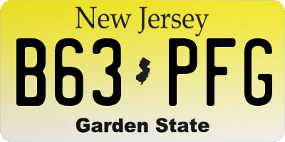 NJ license plate B63PFG