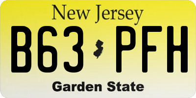 NJ license plate B63PFH