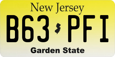 NJ license plate B63PFI