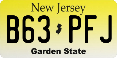 NJ license plate B63PFJ