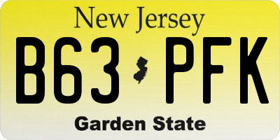 NJ license plate B63PFK