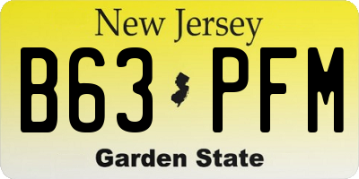 NJ license plate B63PFM