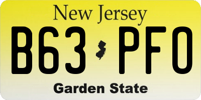 NJ license plate B63PFO