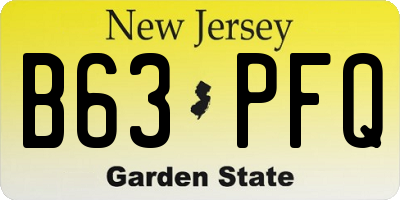 NJ license plate B63PFQ
