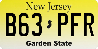 NJ license plate B63PFR