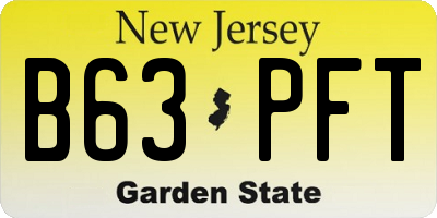 NJ license plate B63PFT