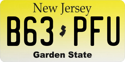NJ license plate B63PFU
