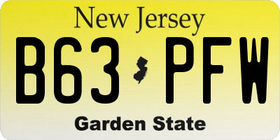NJ license plate B63PFW