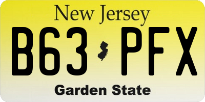 NJ license plate B63PFX