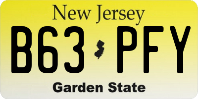NJ license plate B63PFY