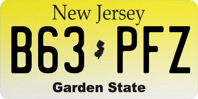 NJ license plate B63PFZ