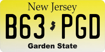 NJ license plate B63PGD