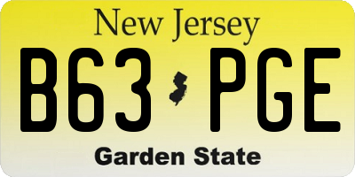 NJ license plate B63PGE