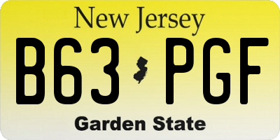NJ license plate B63PGF
