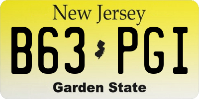 NJ license plate B63PGI