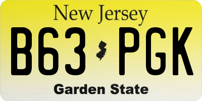 NJ license plate B63PGK