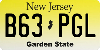 NJ license plate B63PGL