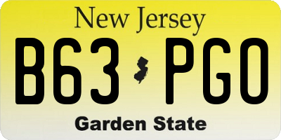 NJ license plate B63PGO