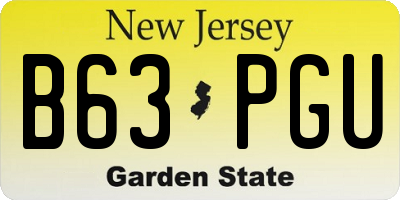 NJ license plate B63PGU