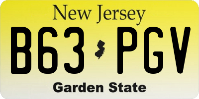 NJ license plate B63PGV