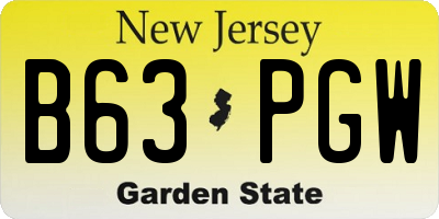 NJ license plate B63PGW
