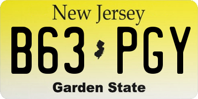NJ license plate B63PGY
