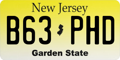 NJ license plate B63PHD