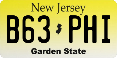 NJ license plate B63PHI