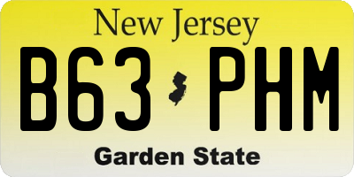NJ license plate B63PHM