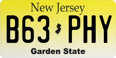 NJ license plate B63PHY