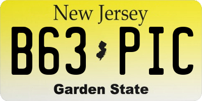 NJ license plate B63PIC