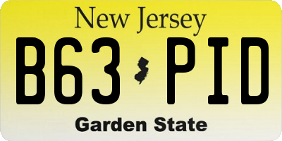 NJ license plate B63PID