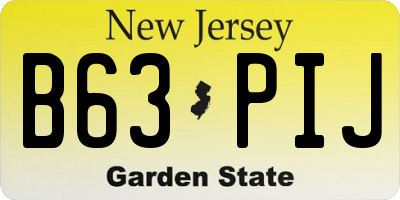 NJ license plate B63PIJ