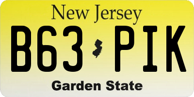 NJ license plate B63PIK