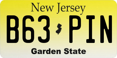 NJ license plate B63PIN