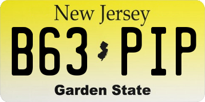 NJ license plate B63PIP