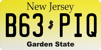 NJ license plate B63PIQ