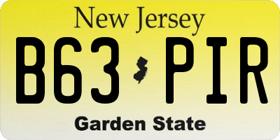 NJ license plate B63PIR