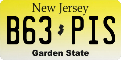 NJ license plate B63PIS