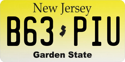 NJ license plate B63PIU
