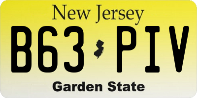 NJ license plate B63PIV