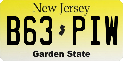 NJ license plate B63PIW
